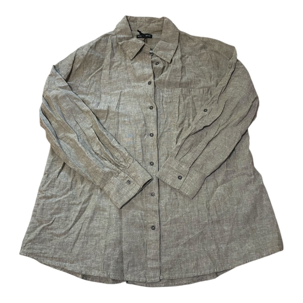Silver Jeans Co linen & cotton blend long sleeve button up collared shirt. Sz 2X